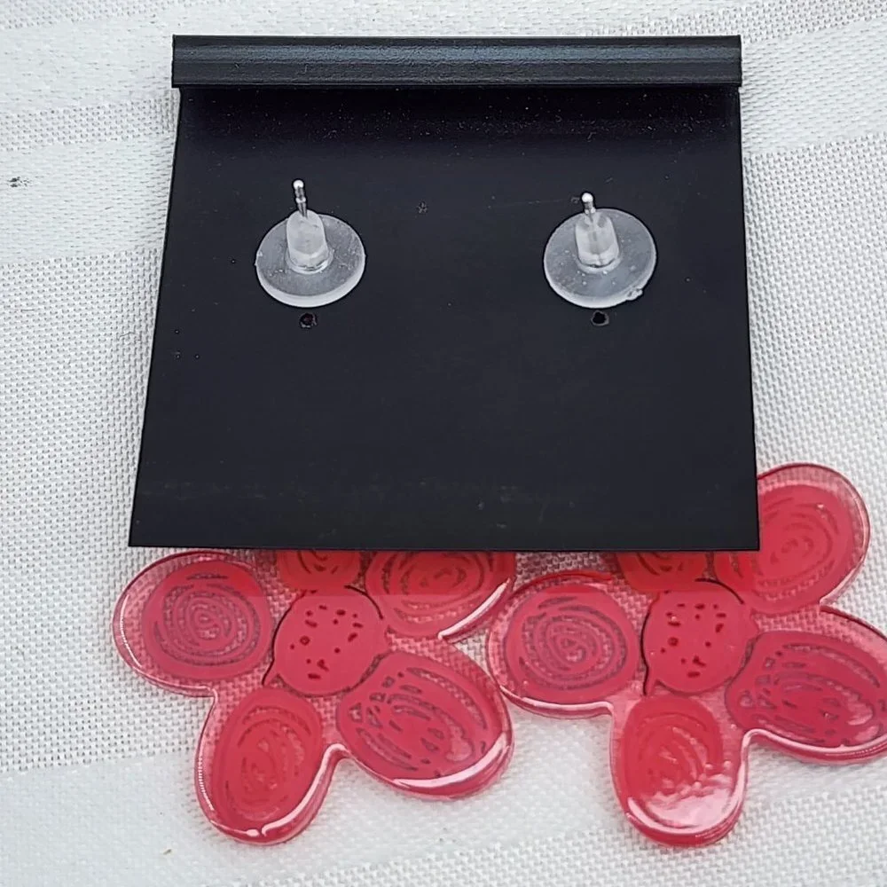 Acrylic Multi Color‎ Flower Earrings Post Back NWT